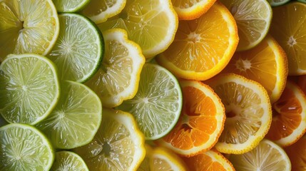 Citrus Wheels Arrange slices of lemons, limes, and oranges in a circular pattern