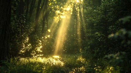 Obraz premium Tranquil Forest Bathed in Radiant Light