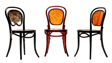 Set of plastic chairs isolated on a transparent background