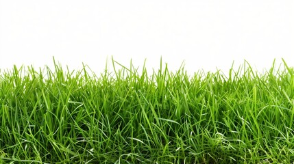 Obraz premium Vibrant green grass cutout on white background.