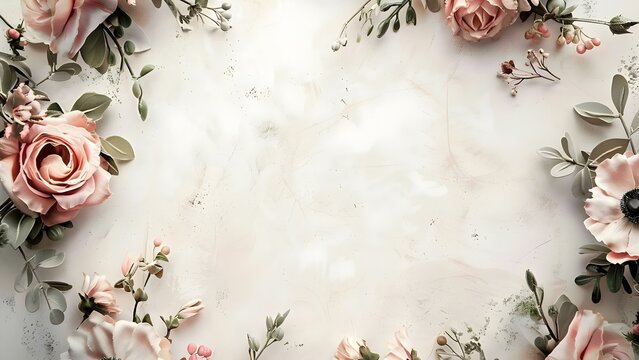 Vintage floral wreath invites with whimsical botanical circle and rustic wedding charm. Concept Vintage, Floral, Wreath, Whimsical, Rustic, Wedding Charm, Botanical Circle