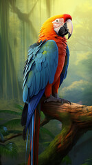 Obraz premium Macaw Image For Wallpaper, Desktop Background, Smartphone Cell Phone Case, Computer Screen, Cell Phone Screen, Smartphone Screen, 9:16 Format - PNG