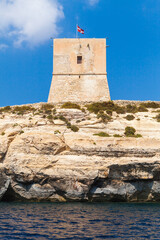 Mgarr ix-Xini Tower, the largest of the coastal watchtowers of Gozo, Malta