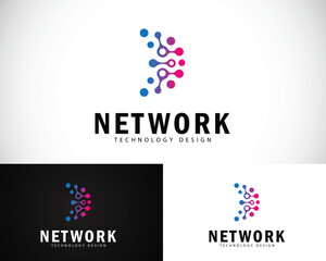 network logo design creative connect digital technology business sign symbol brand icon molecule system smart idea