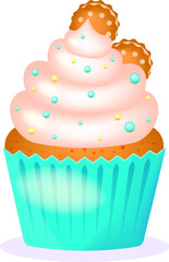 cupcake with cookies 3 d style, vector