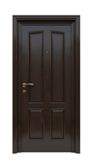 Fototapeta premium Modern wooden black door isolated on white, transparent background PNG