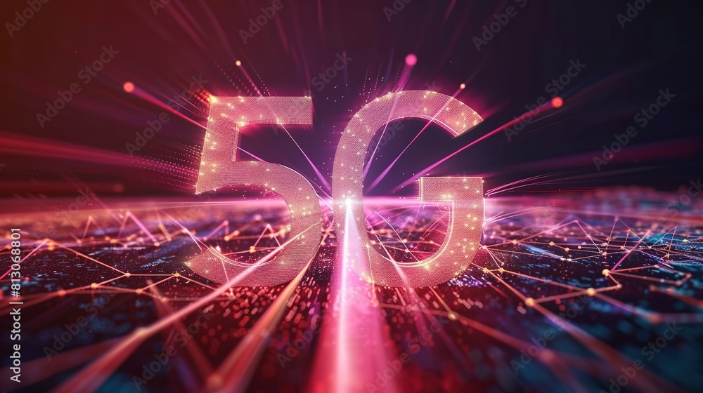Poster 5g or 6g dot line mobile technology. wireless data network and connection technology concept. high-s