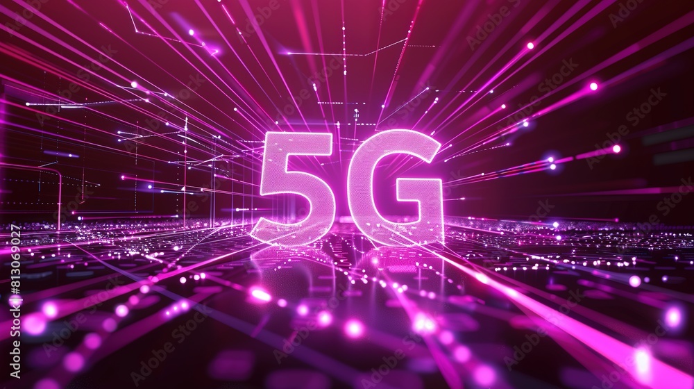 Poster 5g or 6g dot line mobile technology. wireless data network and connection technology concept. high-s