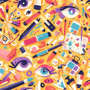 Creative Fusion: Artistic Tools and AI Elements Seamless Pattern for Studio Backdrops