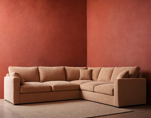 Chic Beige Sofa in Elegant Earth Tone Living Room