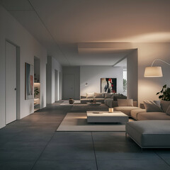Minimalist style home interior design of modern living room.