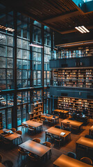 Quiet Sanctuary of Knowledge: View of a Modern Multilevel Library