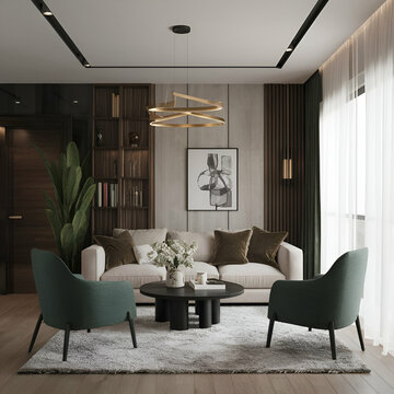 Luxury living Room. Style home interior design of modern living room.