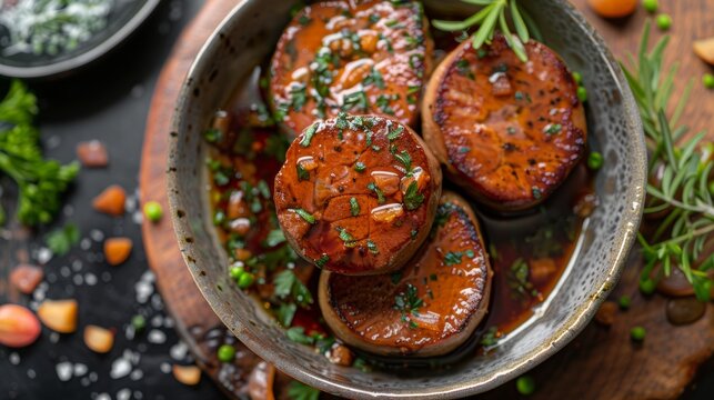 Foie gras from duck liver.