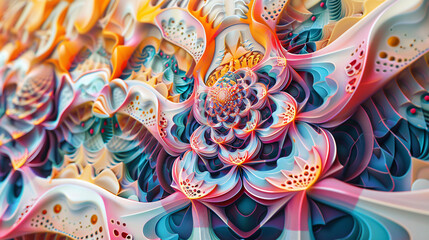 Obraz premium kaleidoscopic pattern of intersecting lines and geometric forms, pulsating with vibrant energy