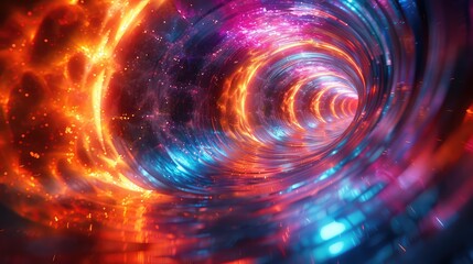 Psychedelic Portal, A Mesmerizing Journey Through Glowing Iridescent Tunnels of Symmetrical Futurism