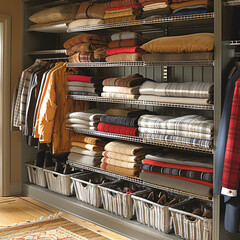 shelves with clothes
