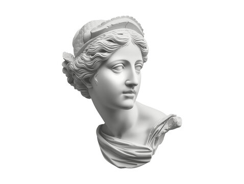 Naklejki Gypsum copy of ancient statue Venus head isolated on transparent background