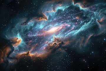 A galaxy with stars and  Universe With Nebula 
