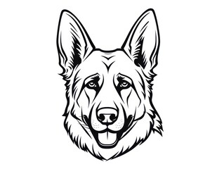 illustration of a german shepherd dog, isolated head, showcasing an adorable and playful pet