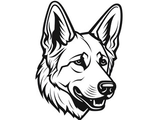 Naklejka premium illustration of a german shepherd dog, isolated head, showcasing an adorable and playful pet
