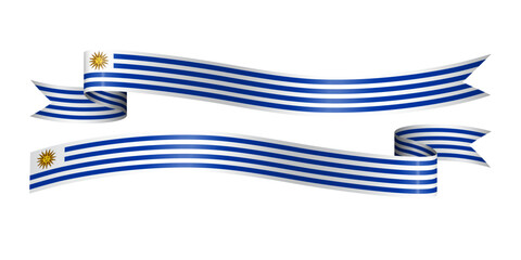 Set of flag ribbon with colors of Uruguay for independence day celebration decoration