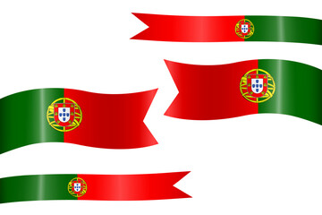 Set of flag ribbon with colors of Portugal for independence day celebration decoration