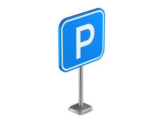 Cartoon parking road sign isolated on transparent background