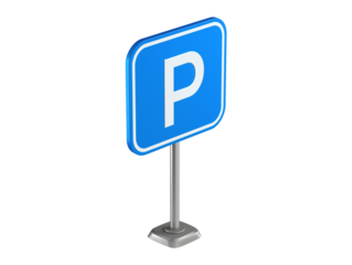 Cartoon parking road sign isolated on transparent background