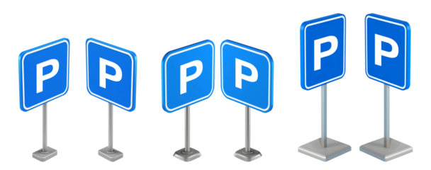 Cartoon parking road sign isolated on transparent background