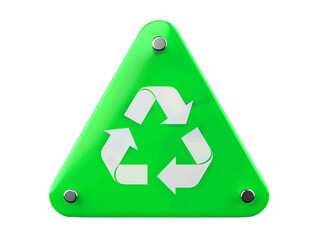 Triangle recycle metal sign isolated on transparent background