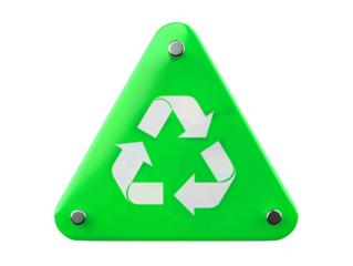Triangle recycle metal sign isolated on transparent background