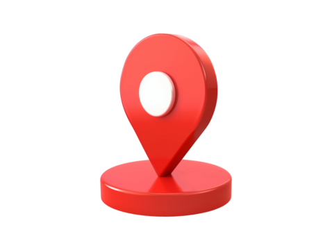 Cartoon 3d location pin isolated on transparent background