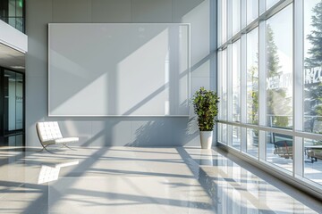 Obraz premium Empty Wall Mockup in Modern Office Interior created with Generative AI