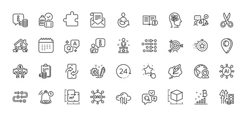 Copyright chat, Ranking star and Survey progress line icons pack. AI, Question and Answer, Map pin icons. Interview, Inspect, Target web icon. Vector