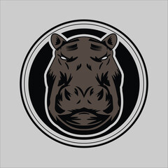 hippo head vector illustration art 