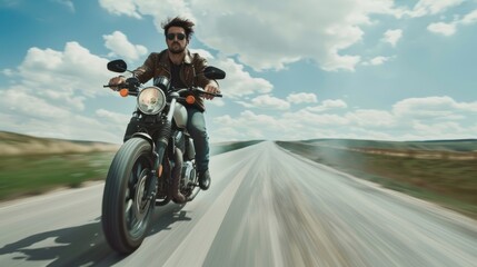 The Biker on Open Road