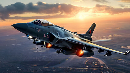 Precision Ascent - Military Jet Executing Flawless Takeoff Viewed from Front AI Generated PNG...