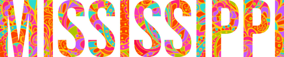 Mississippi colorful doodle text design