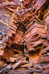 Chimney of reddish brown banded iron formation in the Dales Gorge, Karijini National park,...