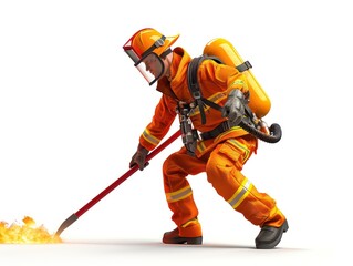 Obraz premium A firefighter in full gear, helmet secured, amidst billowing smoke, bravely battling flames to rescue lives, embodying courage and protection in the face of danger