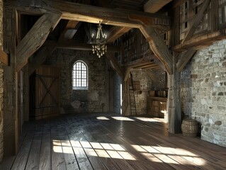 A majestic castle gate, flanked by towering stone walls that have witnessed centuries of history and tales of knights and kings