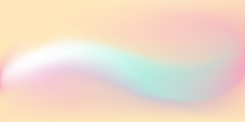 Beige gradient background with colorful rainbow wave. Pastel backdrop with bright blue blur. Abstract mesh pattern.