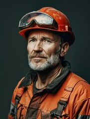 Fototapeta premium A miner equipped with a hardhat, working diligently in the industry. This occupation requires safety measures and a strong work ethic in challenging environments