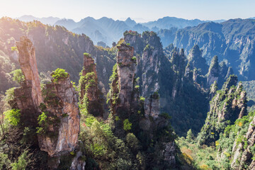 Colorful cliffs in Zhangjiajie Forest Park.