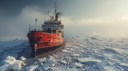 icebreaker ship designed to navigate through ice-covered waters, crucial for Arctic and Antarctic exploration and research