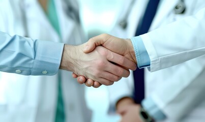 Handshake between doctors and patient, illustrating trust and professional commitment in healthcare settings