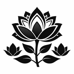 Set of vector lotus icon silhouette an white background