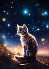 Cat is night show star and beautiful