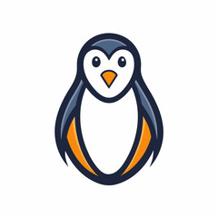 Penguin minimalist Logo vector art illustration